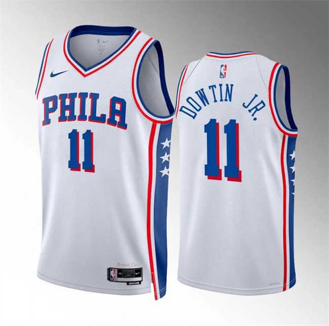 Mens Philadelphia 76ers #11 Jeff Dowtin Jr White Association Edition Stitched Jersey Dzhi->->NBA Jersey